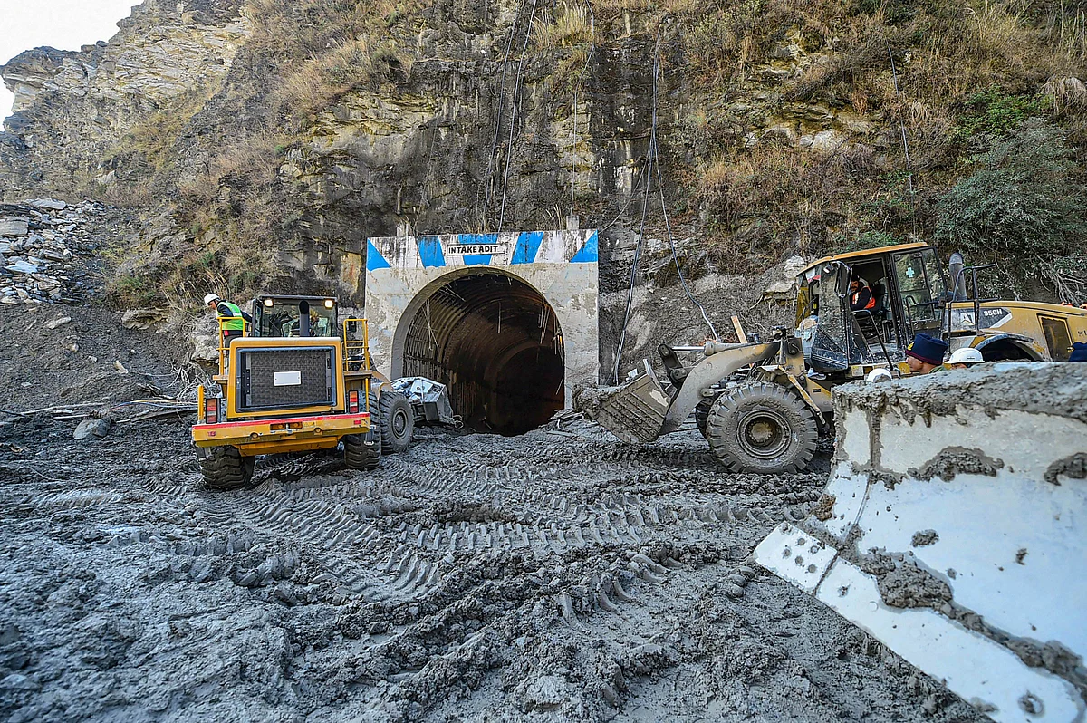 Rescue operations continue at Tapovan Tunnel, following Sunday’s glacier burst in Joshimath causing a massive flood in the Dhauli Ganga river, in Chamoli district of Uttarakhand.