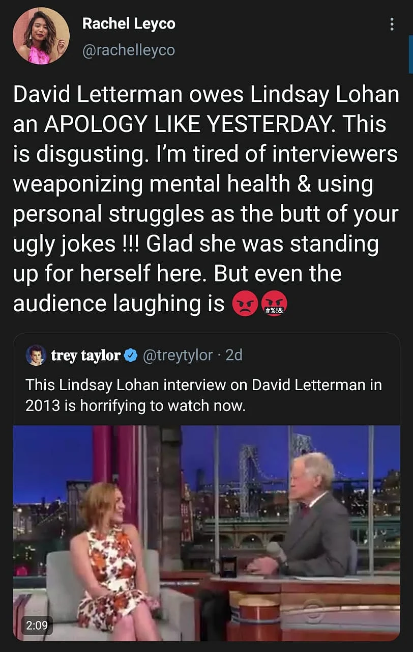 Letterman Called Out As Old Interview With Lindsay Lohan Surfaces