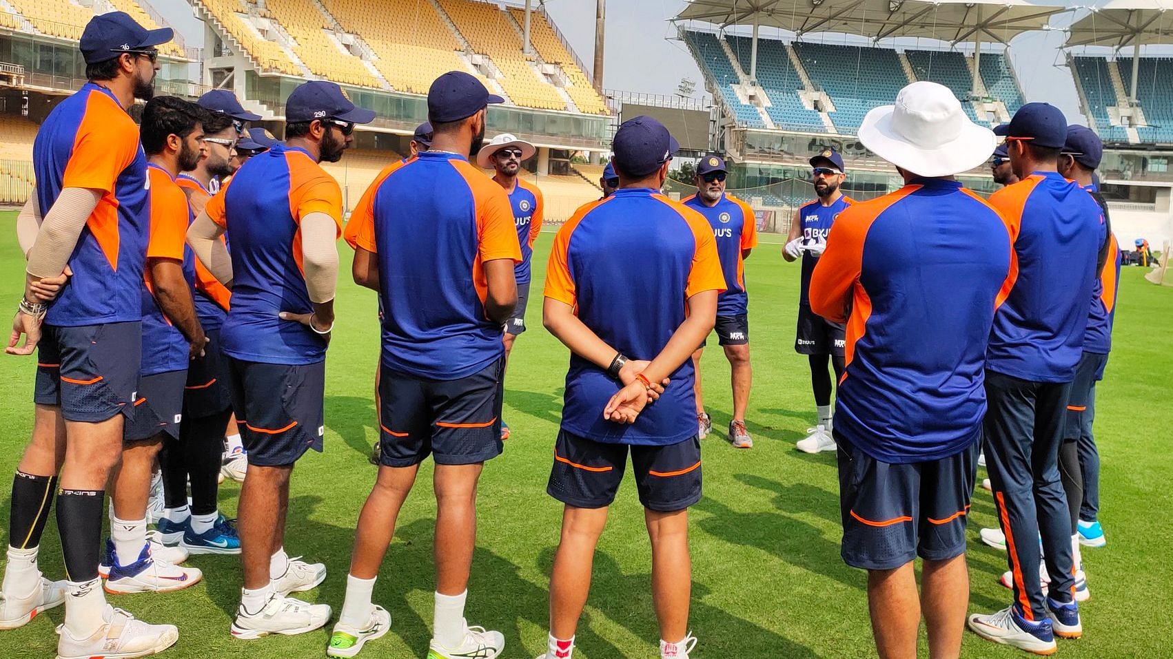 Team India during their training session in Chennai ahead of the first Test against England.&nbsp;