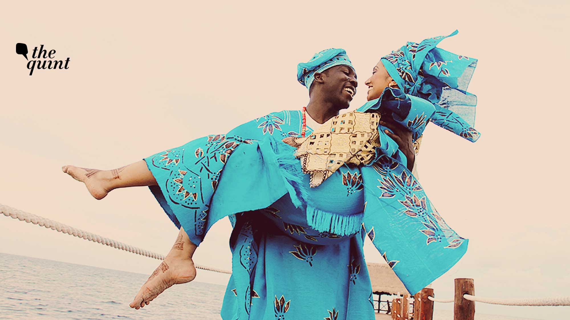 Image of Indian-American Neha Ehindero and her Nigerian partner on their wedding day, used for representational purposes.