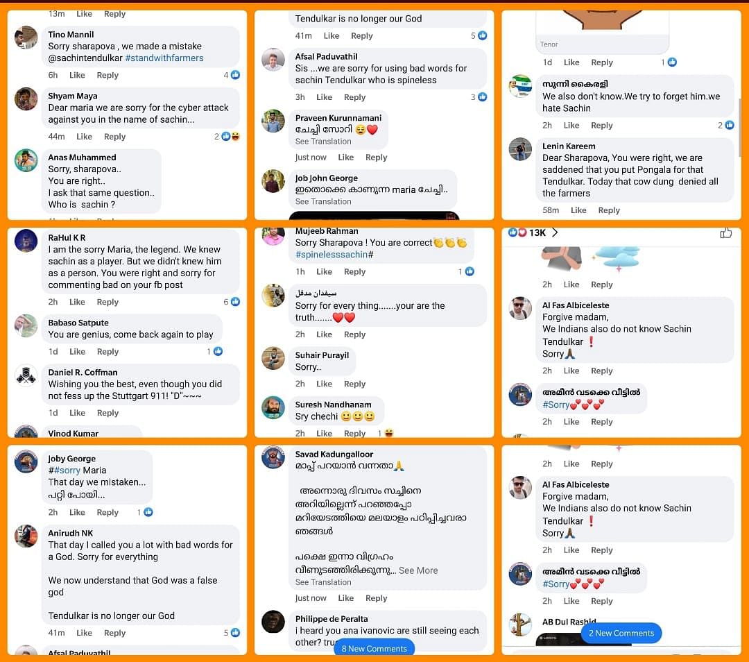Sachin Tendulkar fans had spammed Sharapova’s Facebook with hate in 2014.