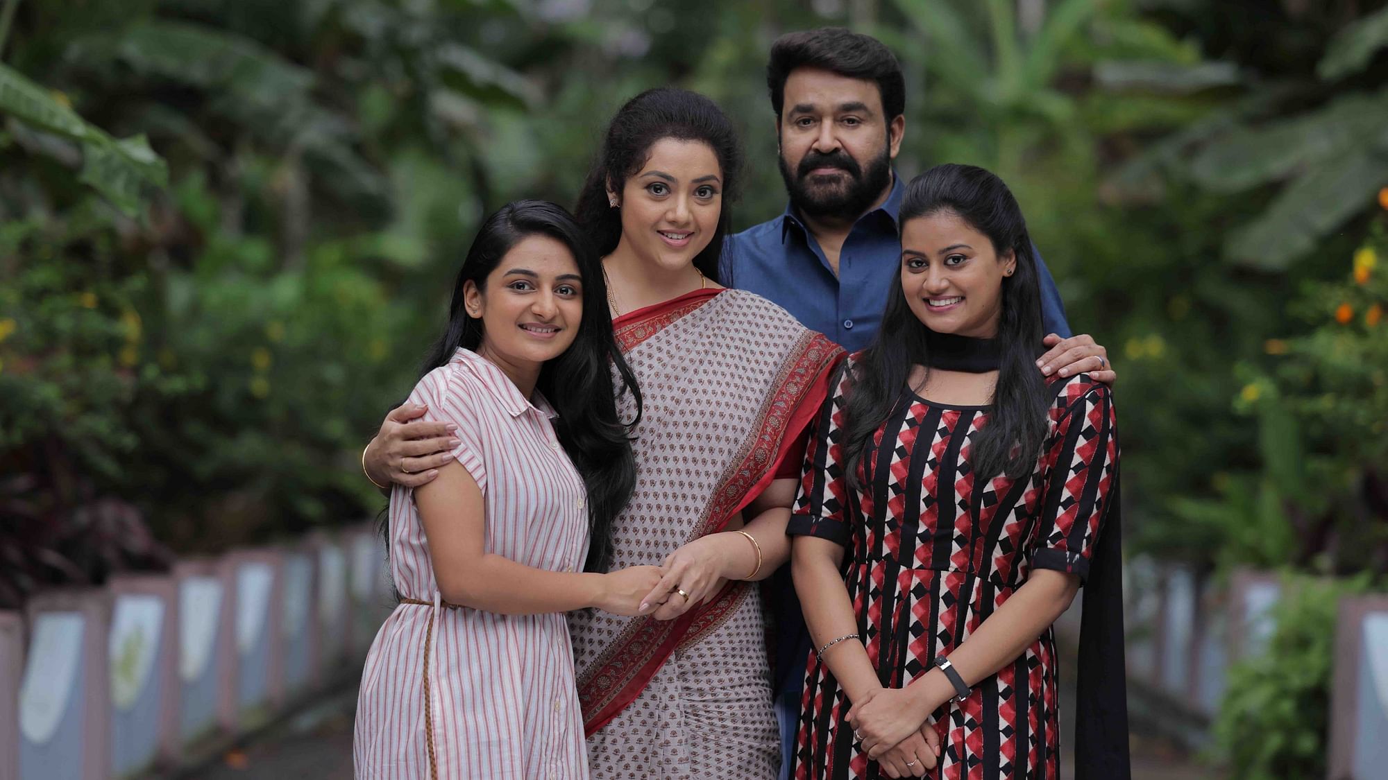 Mohanlal, Meena, Ansiba and Esther Anil in <i>Drishyam 2.</i>