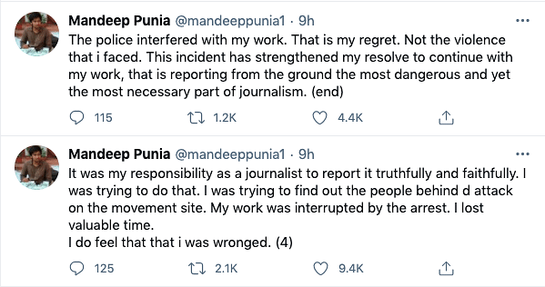 Mandeep Punia pointed out that reporting from ground zero is a very difficult task.