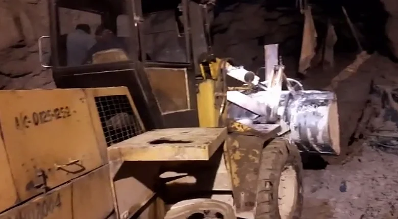 Visuals inside the Tapovan tunnel where drilling is underway.