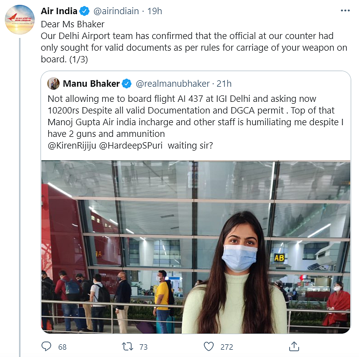 Air India’s Tweet 