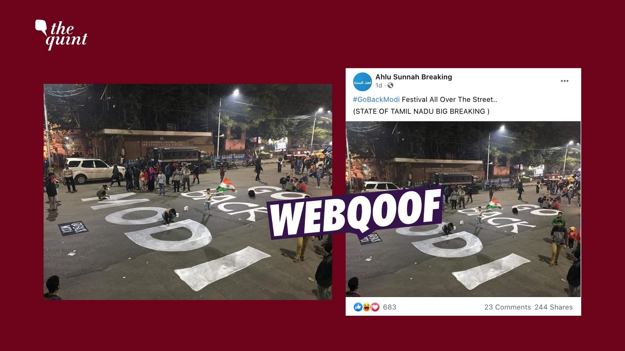 The image dates back to January 2020 when PM Modi had visited the state of West Bengal and anti-CAA protests erupted in Kolkata’s Esplanade area.