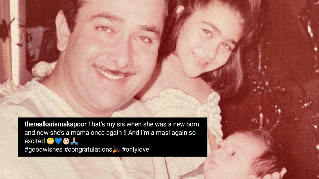 Karisma Kapoor shared a picture with her father and sister to congratulate Kareena on the birth of her second child