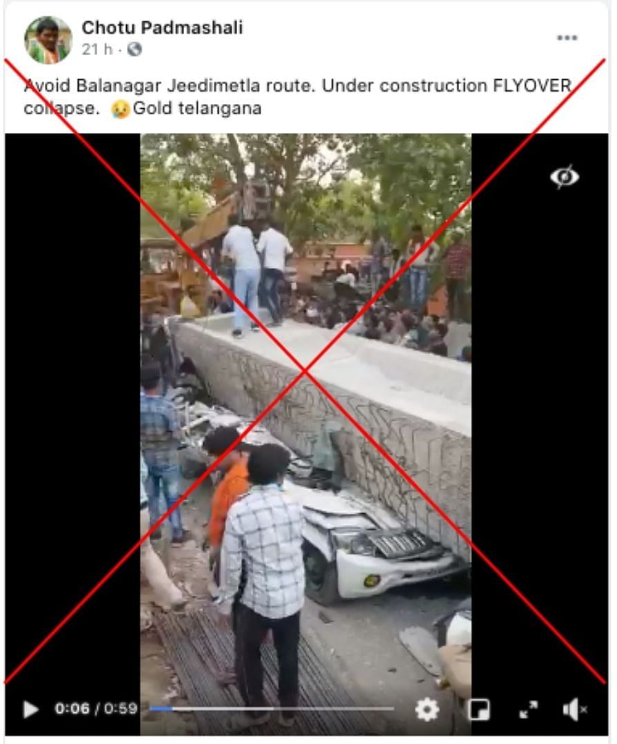 Old video of a flyover collapse in Varanasi has resurfaced with a false claim that it is from Hyderabad.