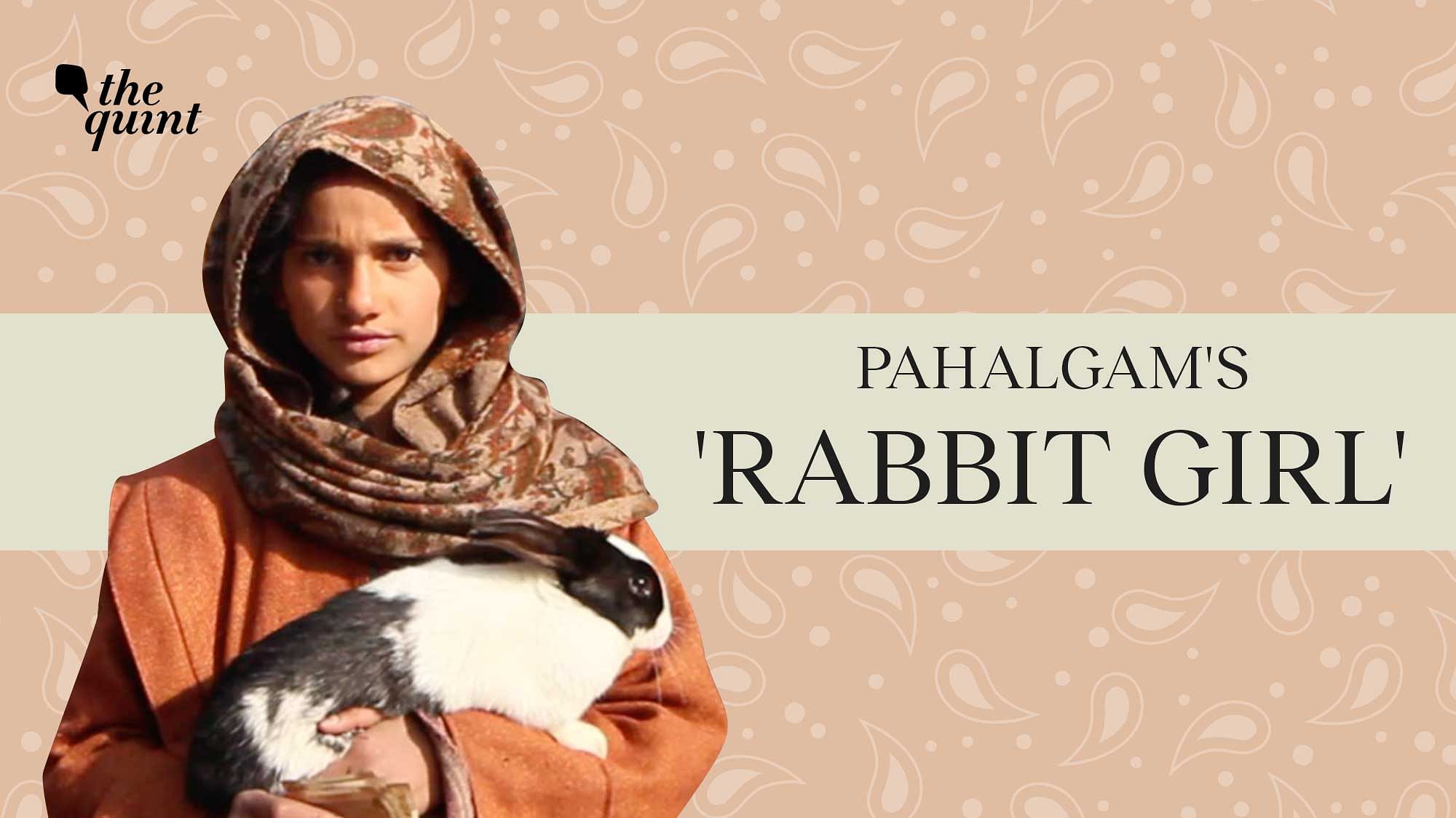  <p>Rubeena with her rabbit in Kashmir's Pahalgam.&nbsp;</p>