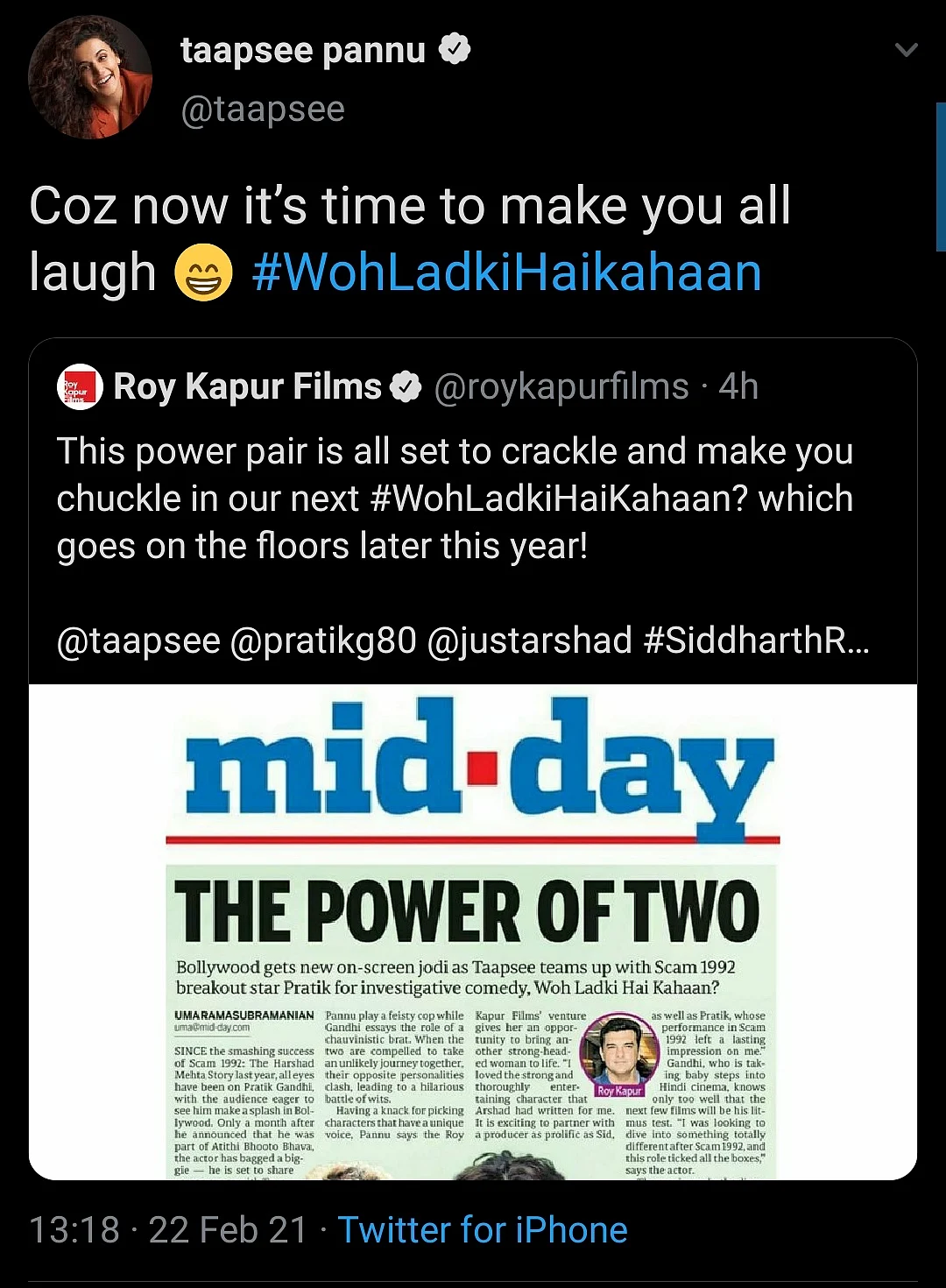 Taapsee Announces New Film With 'Scam 1992' Actor Pratik Gandhi