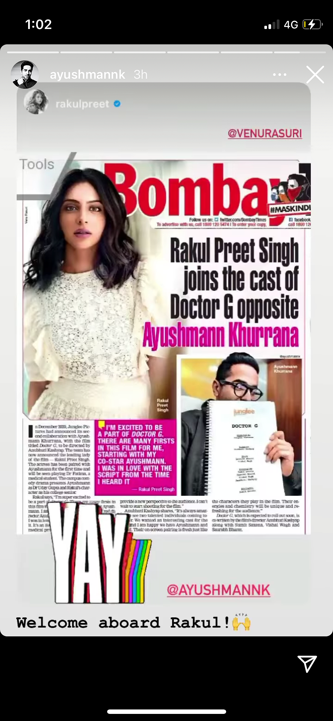 Rakul Preet Singh to Star Opposite Ayushmann in 'Doctor G'