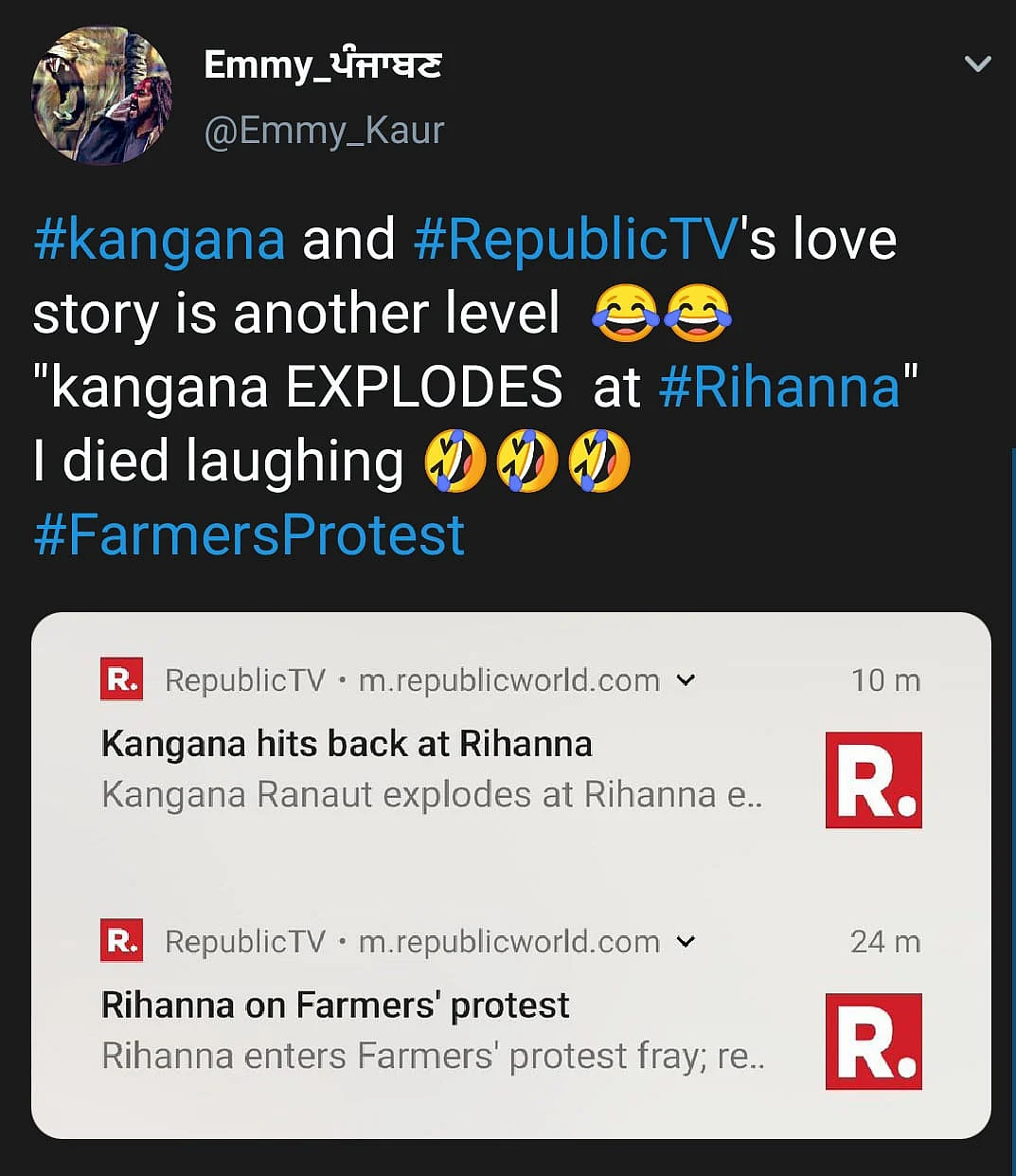 Netizens React to News Channels Reporting on Rihanna's Tweet