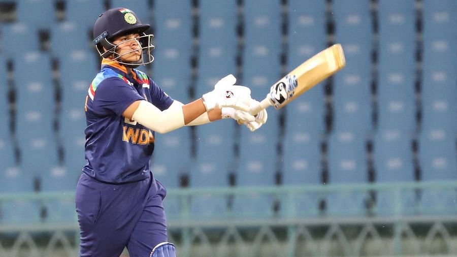 Shafali Verma during her knock against South Africa in Lucknow.&nbsp;
