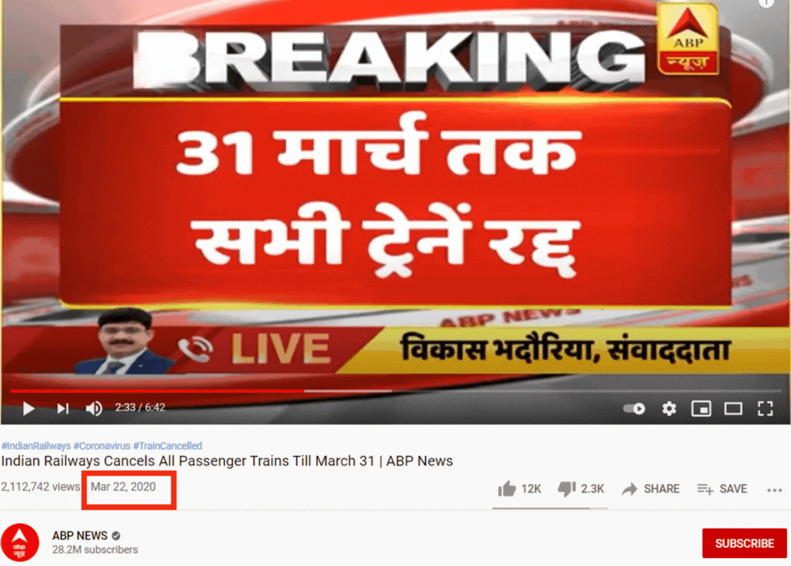 An ABP News Bulletin dating back to March 2020 has been revived to make false claims.