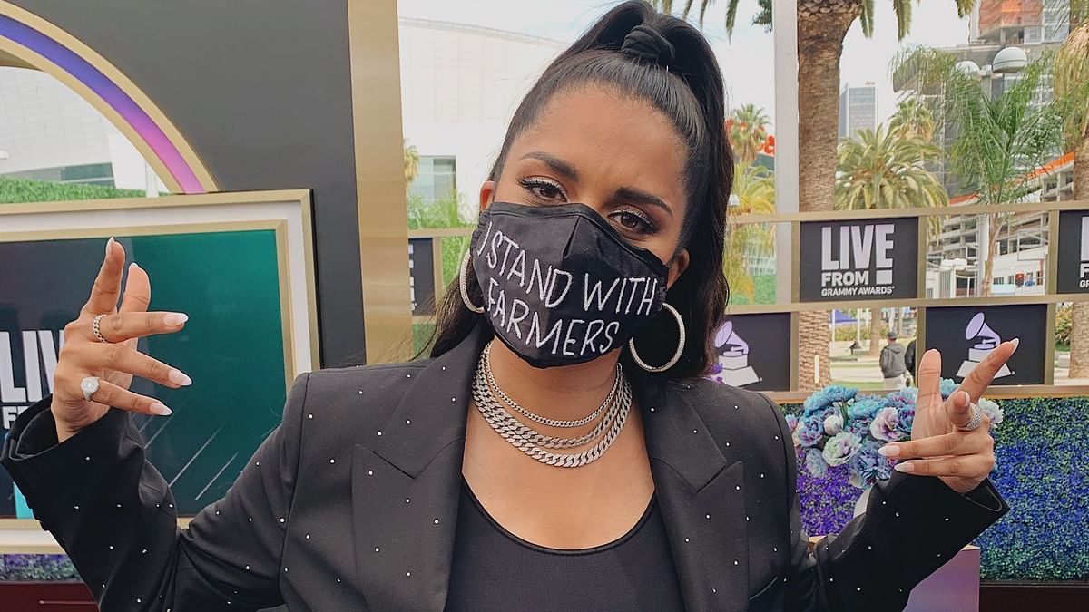Lilly Singh Wears ‘I Stand With Farmers’ Mask To the Grammys