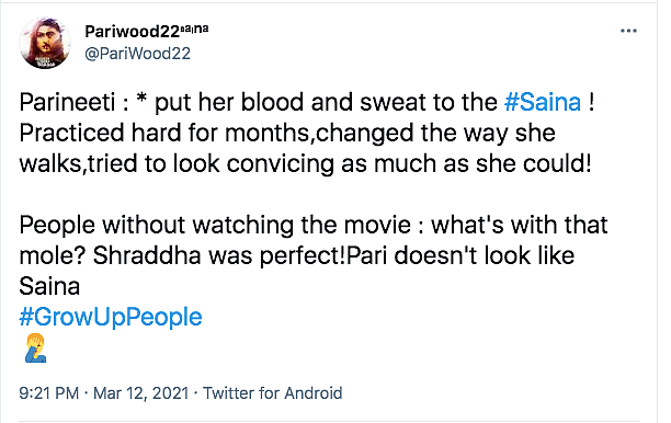 Twitter Distracted by the 'Mole' as Parineeti Shares Saina Look