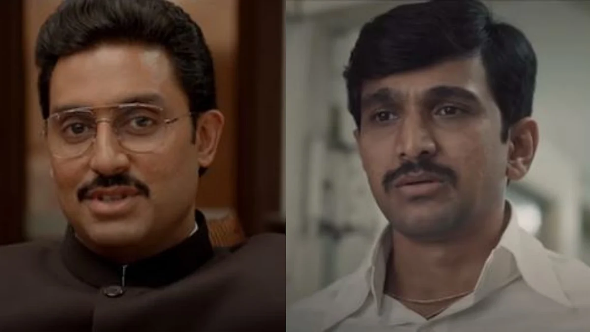 <div class="paragraphs"><p>Abhishek Bachchan and Pratik Gandhi as characters allegedly inspired by Harshad Mehta </p></div>