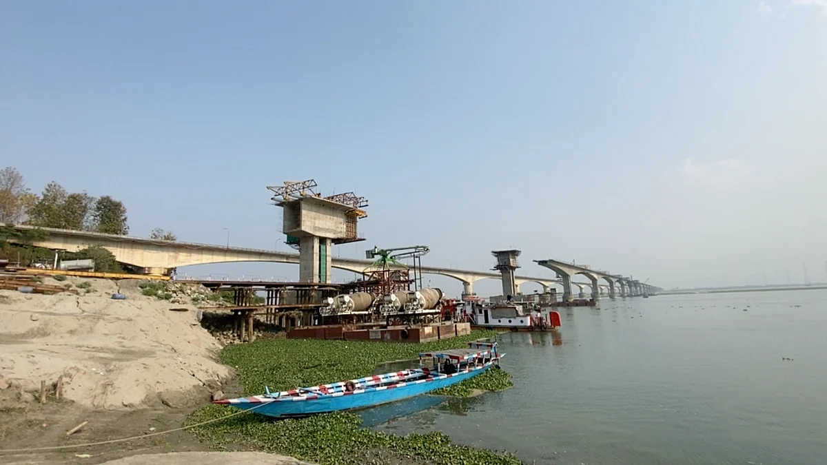 An under-construction bridge near Tezpur.