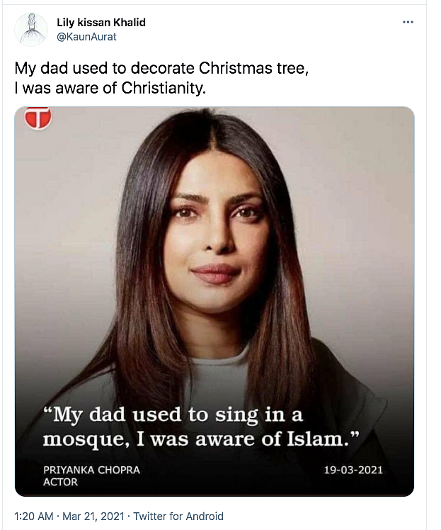 Twitter Questions Priyanka About 'Aware of Islam' Remark to Oprah
