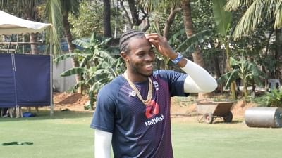 Jofra Archer during a training session.&nbsp;
