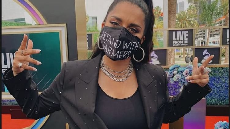 Lilly Singh Wears ‘I Stand With Farmers’ Mask To Grammys&nbsp;