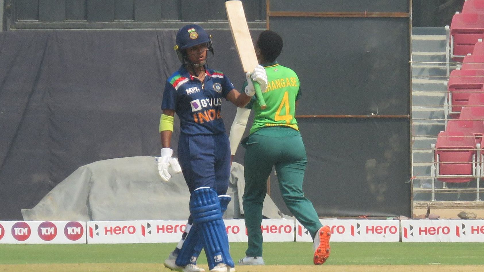 Punam Raut after scoring a century in the 4th ODI against SA.&nbsp;