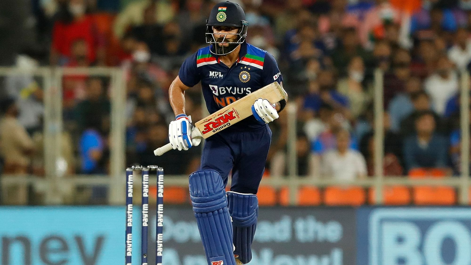 Virat Kohli during his half-century in the 2nd T20I against England