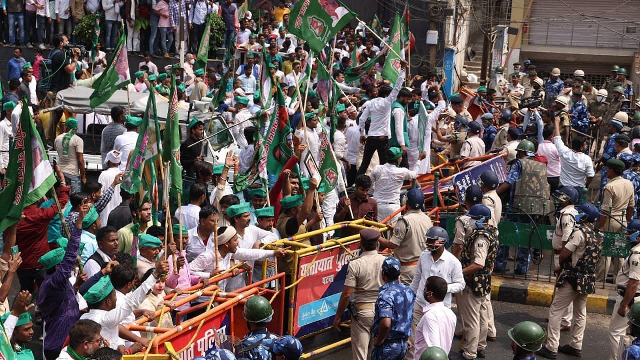 Chaos ensued in the Bihar Assembly amid Opposition-led protest against the Bihar Special Armed Police Bill, 2021.