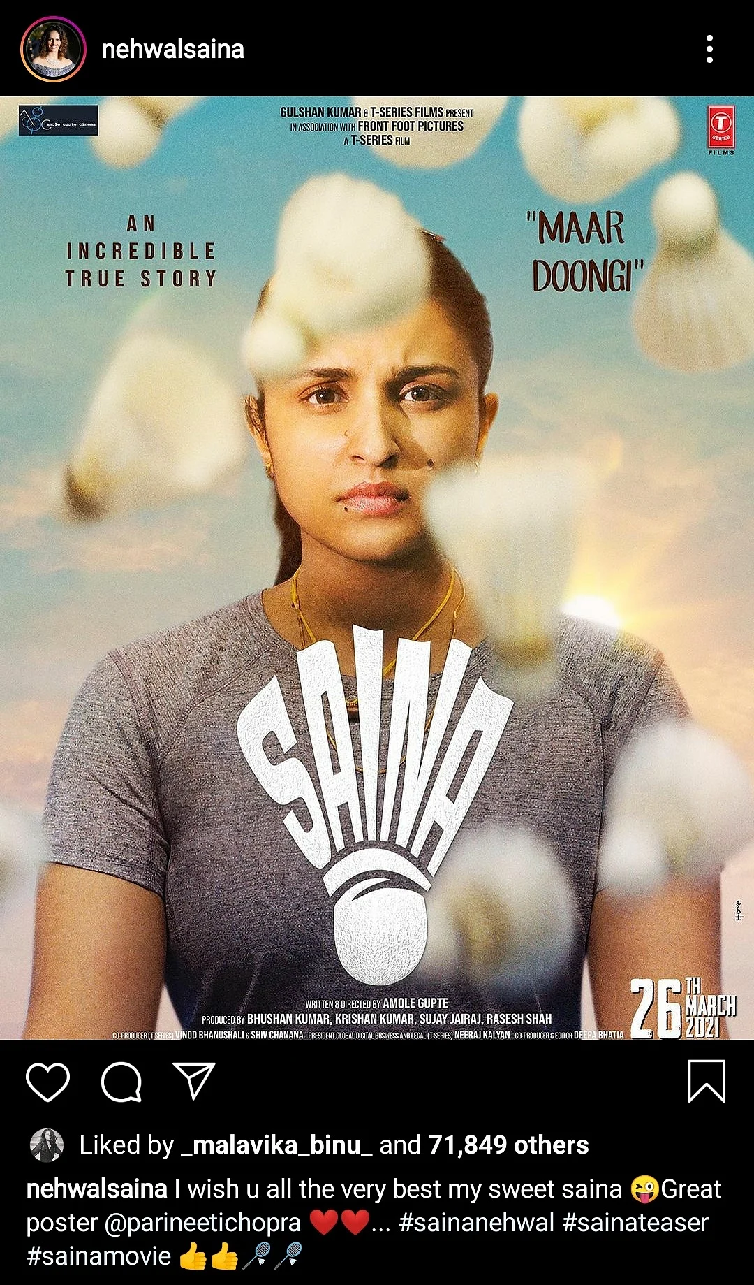 ‘Love the Look’: Saina Nehwal Praises Parineeti in & as ‘Saina’