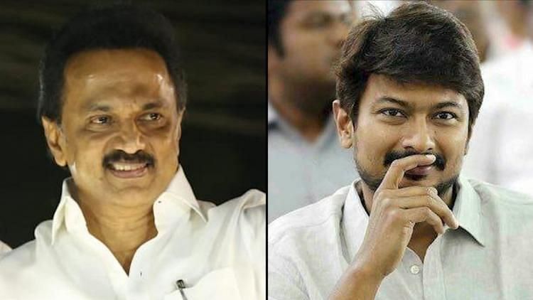 President MK Stalin and his son Udhayanidhi Stalin.