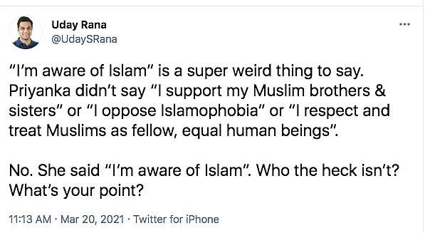 Twitter Questions Priyanka About 'Aware of Islam' Remark to Oprah
