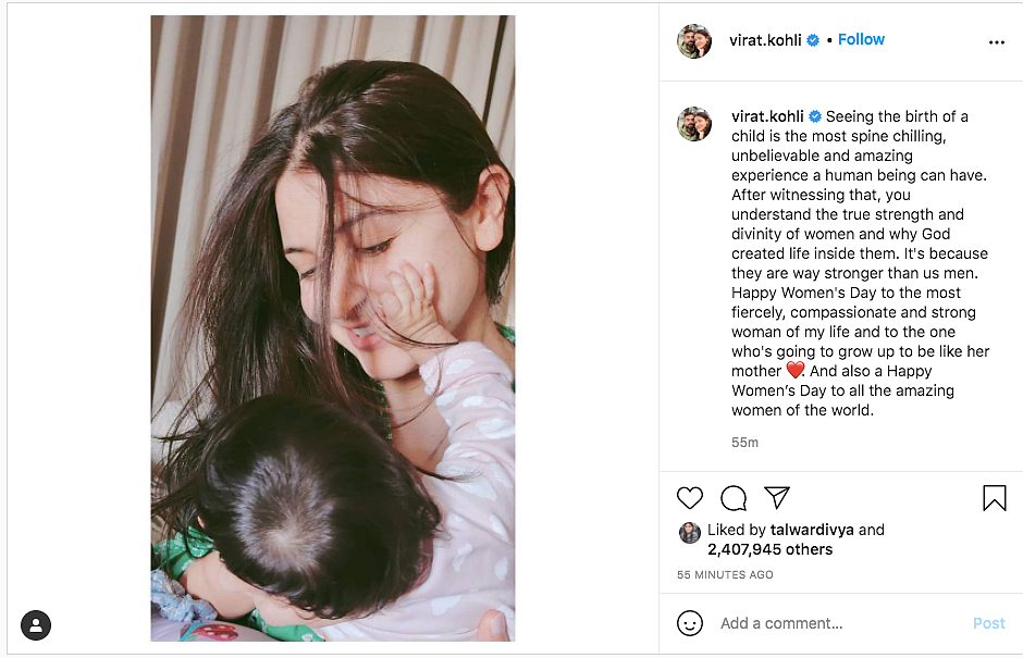 Virat Kohli Pens Note for Anushka, Daughter Vamika on Women's Day