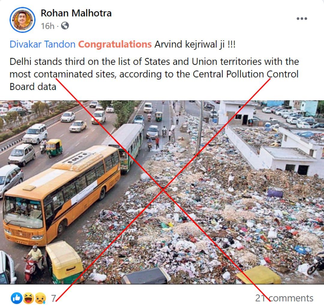 An old image of garbage dumped near Geeta Colony  has been revived on social media to share the findings of CPCB.