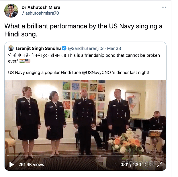 India's Ambassador Taranjit Singh Sandhu took to Twitter to share the video. 