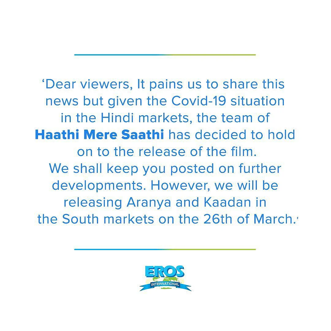 'Haathi Mere Saathi' Release Pushed Amid COVID-19 Scare