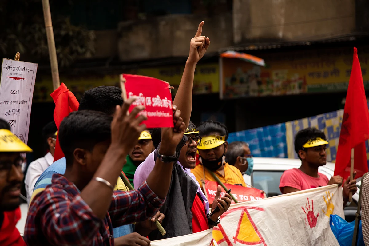 There was constant sloganeering throughout the march