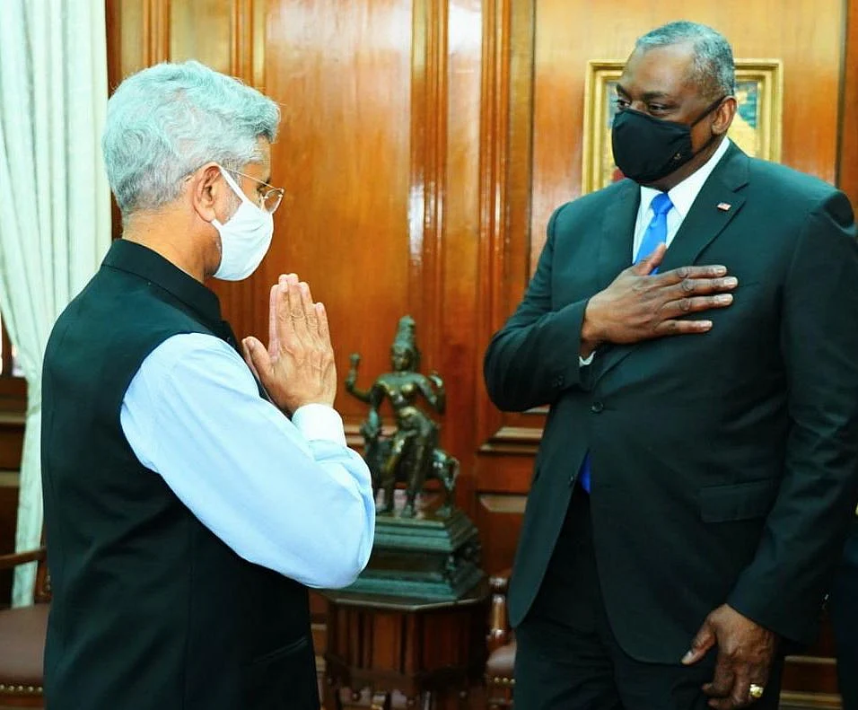 Foreign Minister S Jaishankar (left), US Defence Secy Lloyd J. Austin (right)