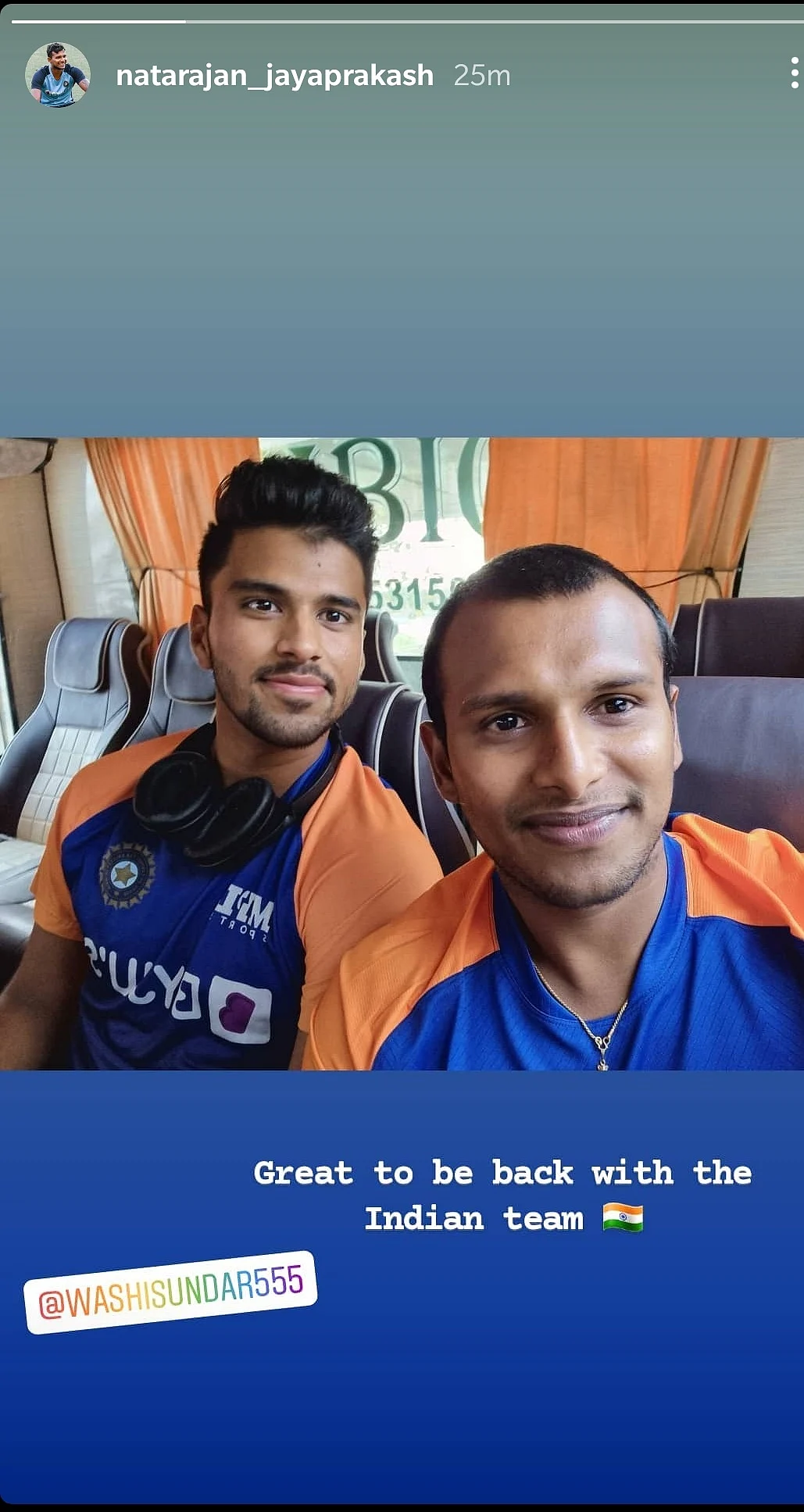 T Natarajan joins the Indian team in Ahmedabad. 