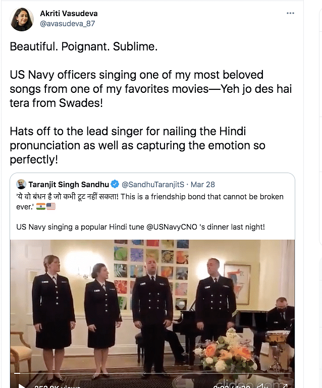 India's Ambassador Taranjit Singh Sandhu took to Twitter to share the video. 