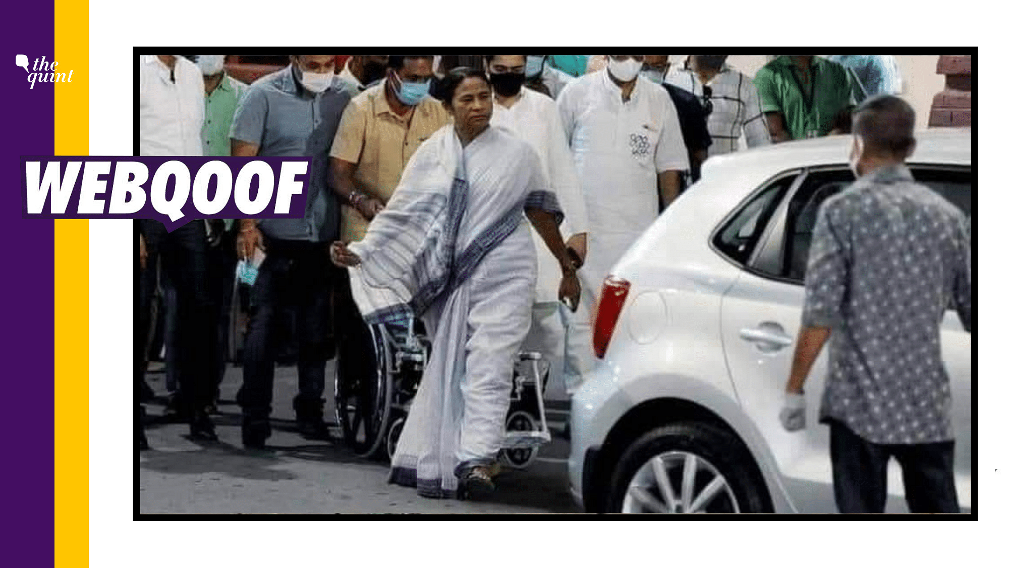 Some social media users shared a photoshopped image to claim CM Banerjee is doing ‘drama’ ahead of the West Bengal polls.