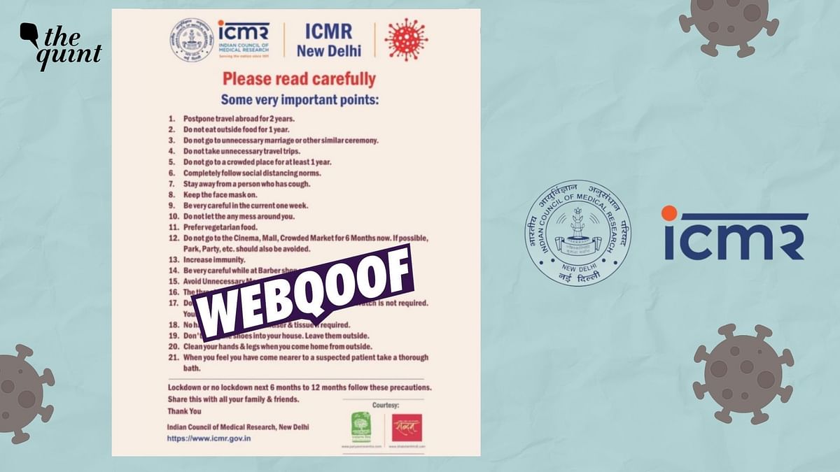 No, This Viral  COVID-19 Advisory Has Not Been Issued by ICMR