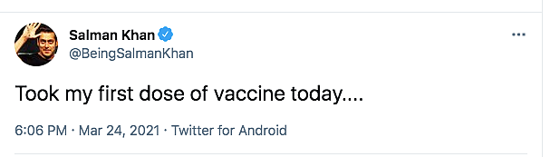 Salman Khan Receives First Shot of COVID-19 Vaccine