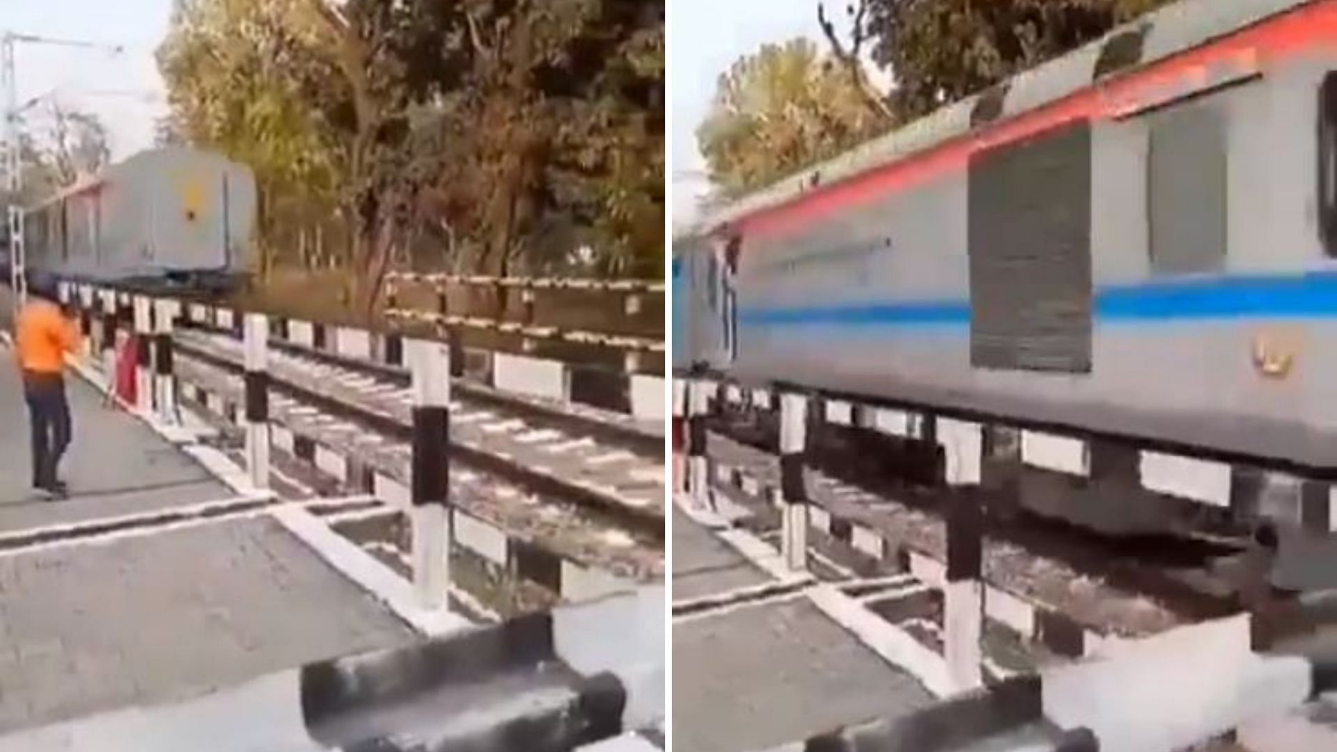 Visuals from various sources showed the train moving backwards at normal speed&nbsp;