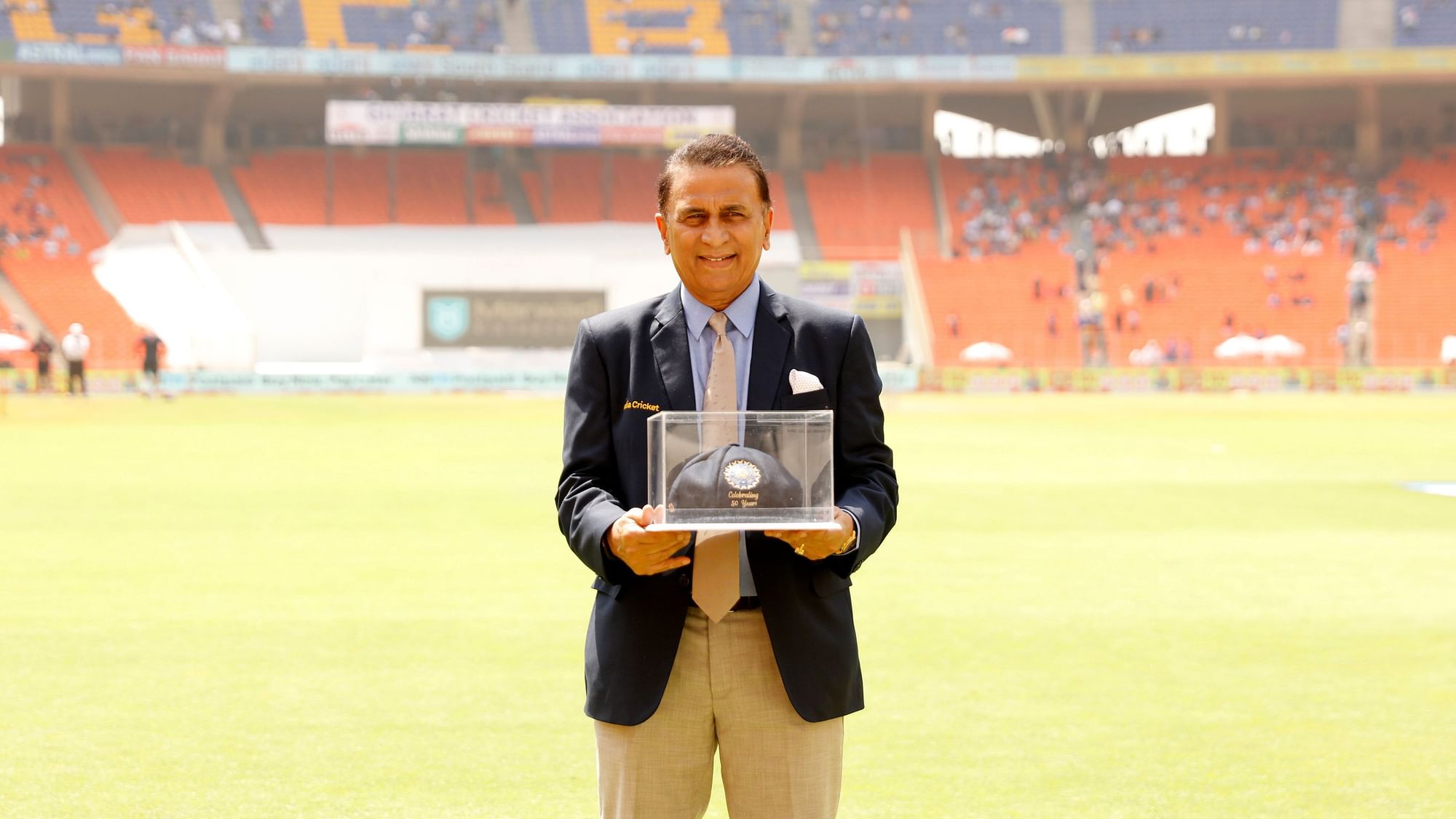Sunil Gavaskar on his 10,000 Test runs anniversary during the Day 3 of the fourth PayTM Test match between India and England held at the Gujarat’s Narendra Modi Stadium on the 6 March 2021.