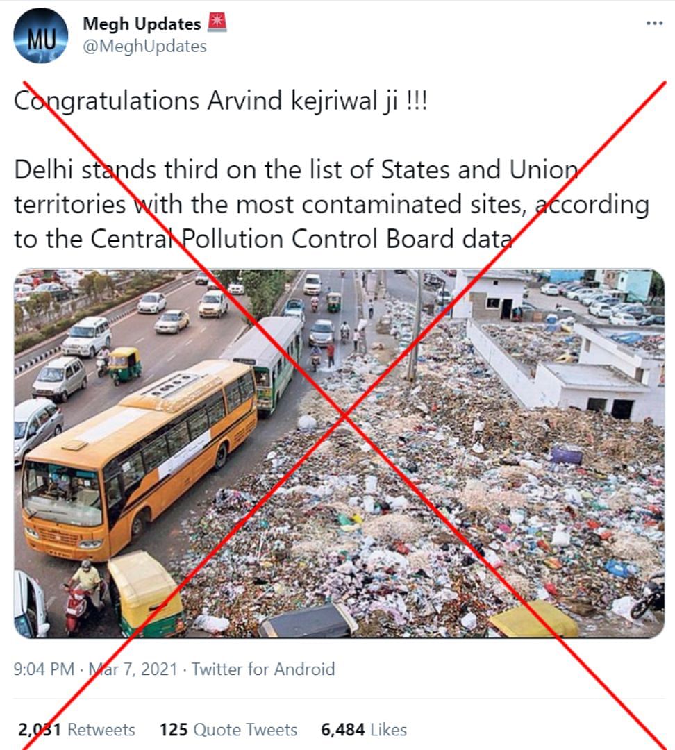 An old image of garbage dumped near Geeta Colony  has been revived on social media to share the findings of CPCB.