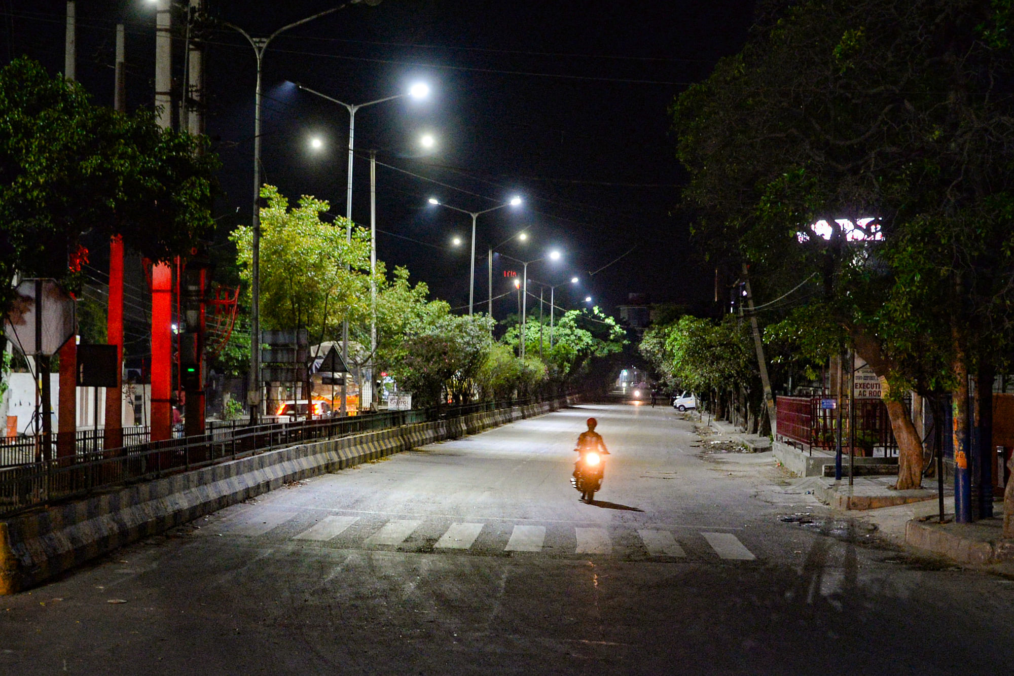A city street wears a deserted look during night curfew. Image used for representative purposes.&nbsp;
