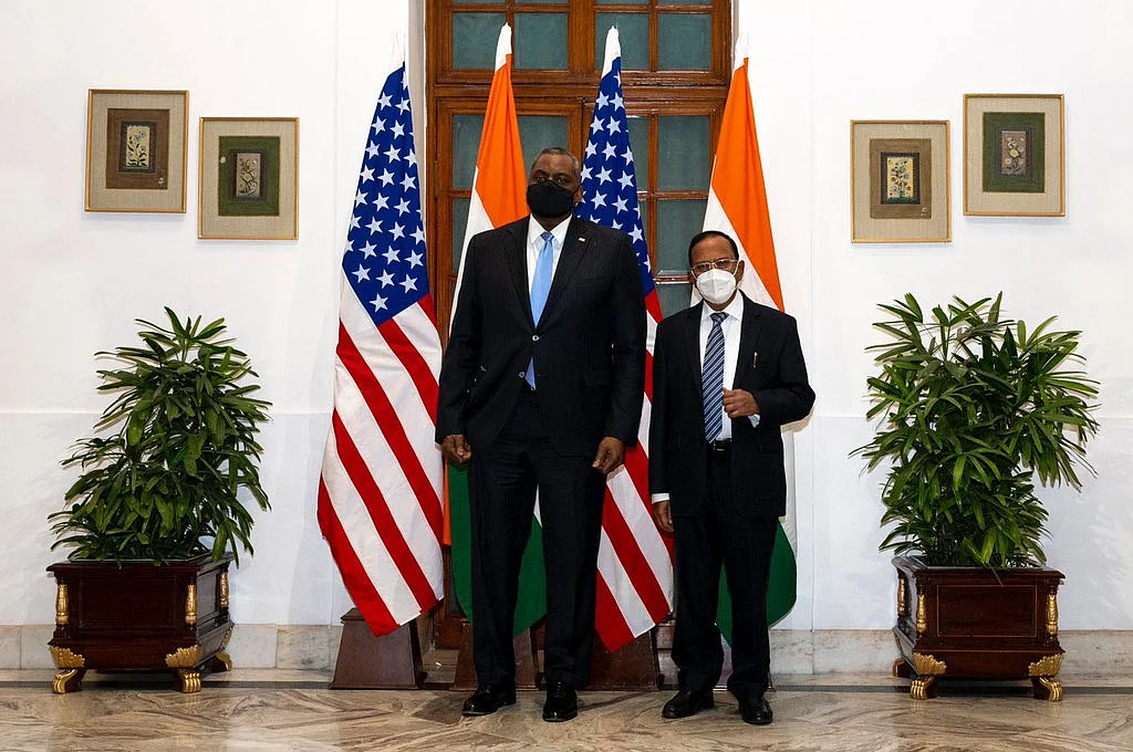 US Defence Secy (left), National Security Advisor Ajit Doval (right)