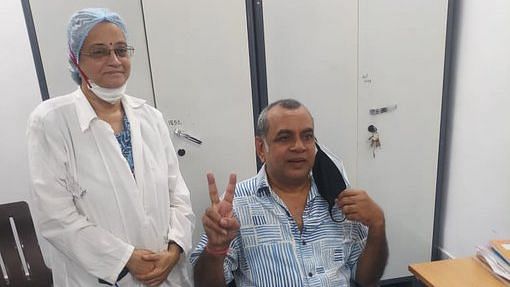 Paresh Rawal after getting his first COVID-19 vaccine shot.