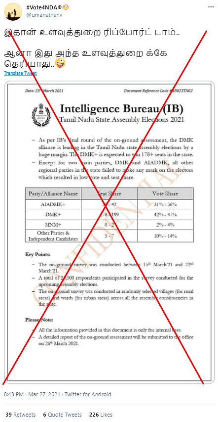 A fake survey, with a logo of I-PAC, predicting BJP’s win in West Bengal is also viral on social media.