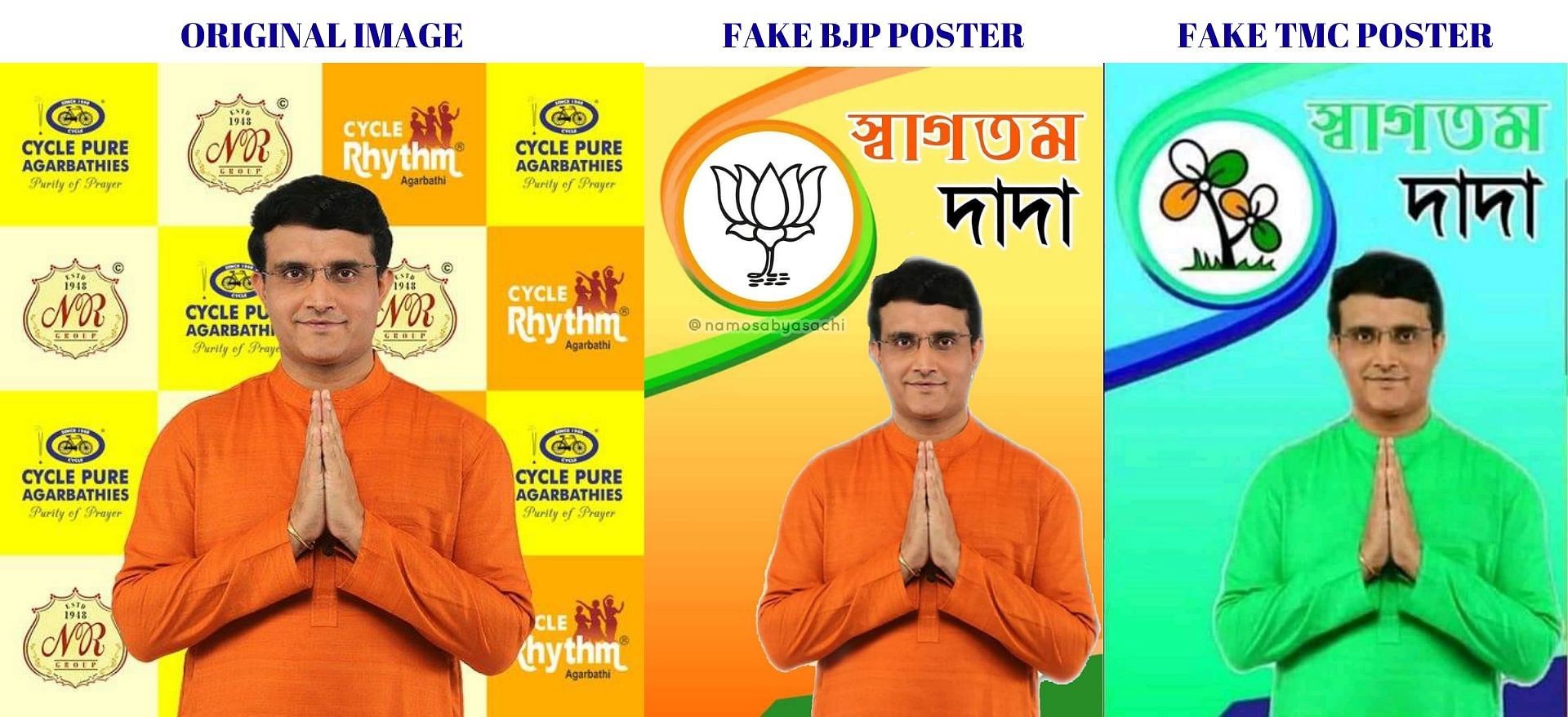 Fake BJP, TMC Posters of Sourav Ganguly Shared Ahead of WB Polls